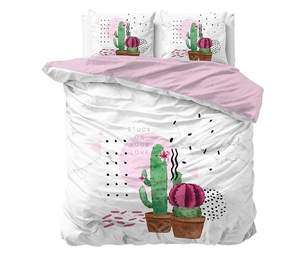 Posteljnina Love your Cactus - bela