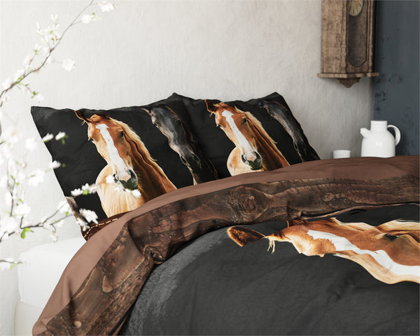 Posteljnina Horses rjava