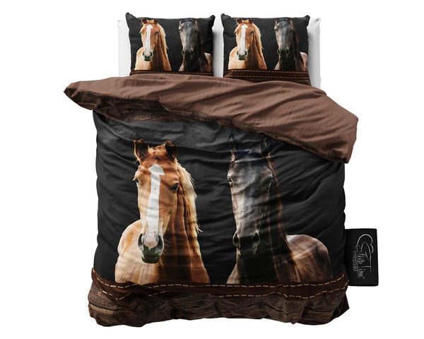 Posteljnina Horses rjava