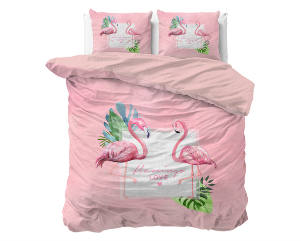 Posteljnina Sunny flamingo - roza