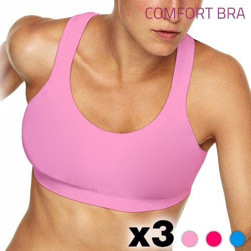 Comfort Bra – komplet treh športnih nedrčkov (roza, modra, vijolična)